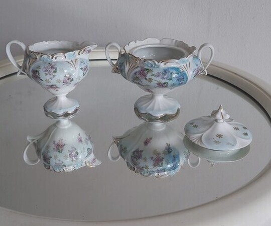 Ponad 100 letni komplet porcelanowy KREM I CUKIERNICA 