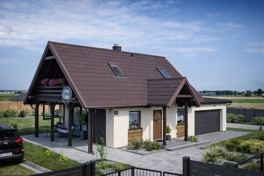 DOM DREWNIANY JEDNORODZINNY ECOHOUSE I-Z GARAŻEM Jesteśmy 