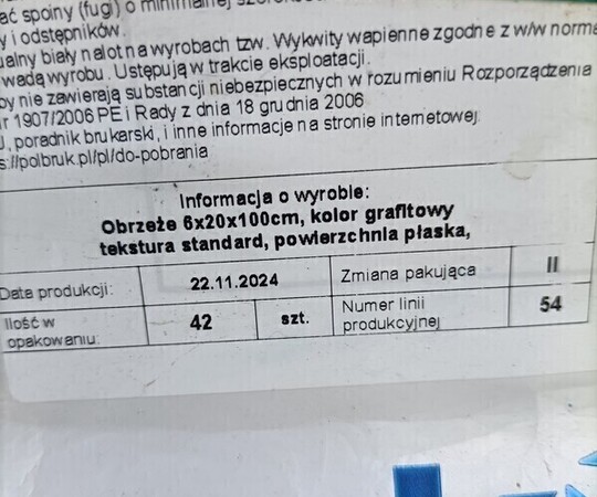 Sprzedam paletę obrzeży cena za całość 450zł 