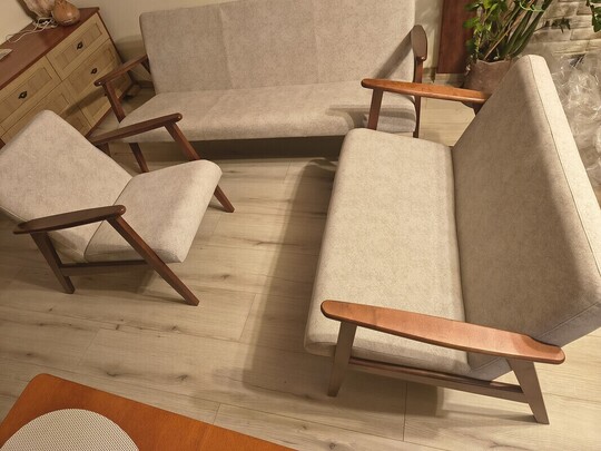 Nowe meble stylizowane na okres PRL. Fotel, sofa 2 osobowa 