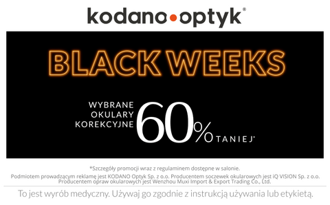 Black Weeks w KODANO Optyk! Okulary korekcyjne nawet 60% taniej!