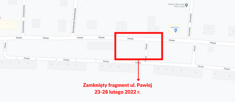 Prace ziemne przy ul. Pawiej - czasowa zmiana organizacji ruchu