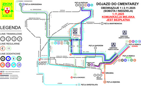 1 listopada bezpłatnie komunikacją miejską na cmentarz