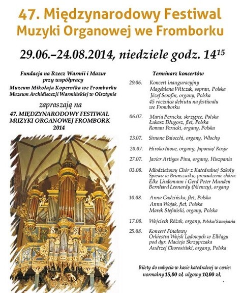 47. Międzynarodowy Festiwal Muzyki Organowej Frombork 2014. Finałowy koncert