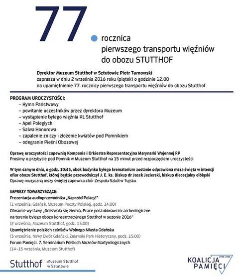 77. rocznica pierwszego transportu do obozu Stutthof