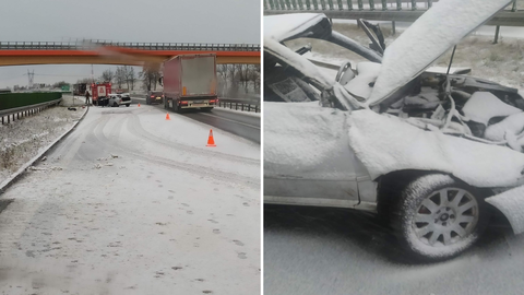 Audi dachowało na trasie Pasłęk-Elbląg