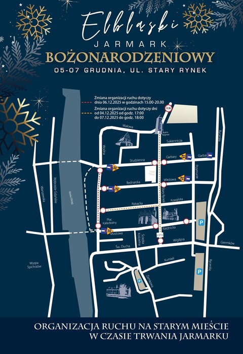Elbląski Jarmark Bożonarodzeniowy - zmiany w organizacji ruchu
