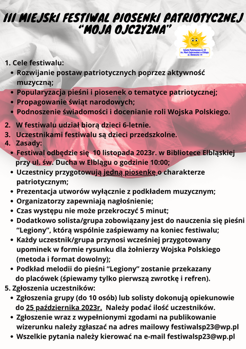 III Miejski Festiwal Piosenki Patriotycznej Moja Ojczyzna