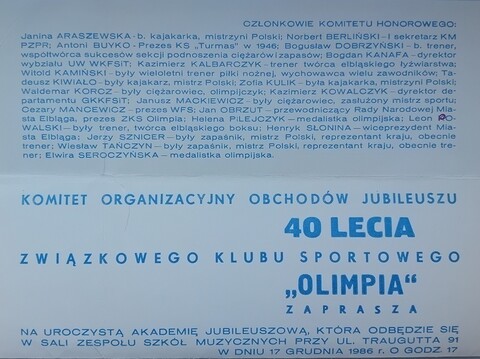 Jubileuszowe etapy Olimpii: 20., 40., 60. i dziś