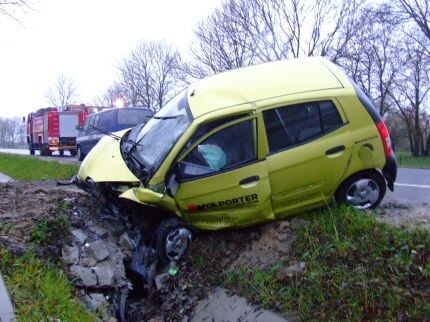 Kia wypadła z drogi