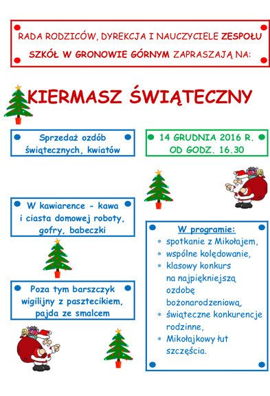 Kiermasz świąteczny w ZS w Gronowie Górnym