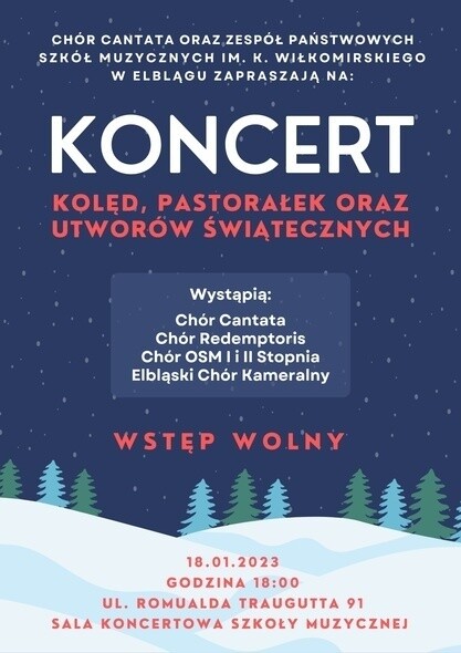 Koncert kolęd, pastorałek oraz utworów świątecznych