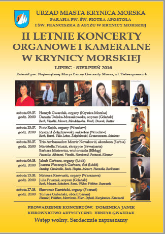 Letnie Koncerty Organowe i Kameralne w Krynicy Morskiej