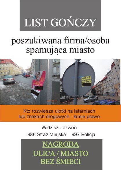 List gończy. Ścigamy zaśmiecających miasto!