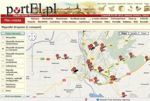 Mapa elbląskich występków