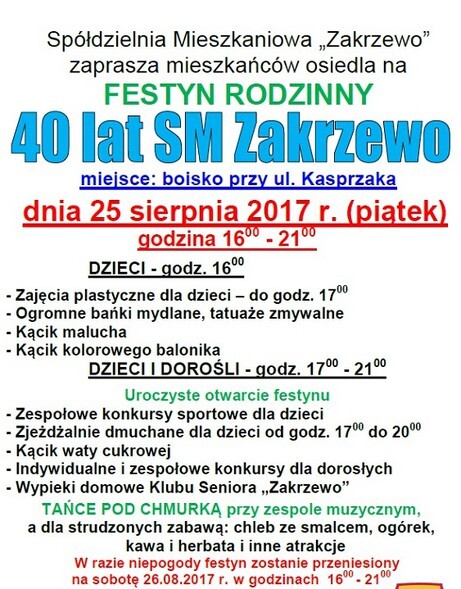 Mieszkańcy będą świętować 40 lat Zakrzewa
