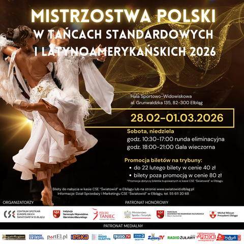 Mistrzostwa Polski w Tańcach Standardowych i Latynoamerykańskich 2026 już w weekend!