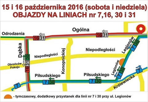 Objazdy na liniach 7, 16, 30 i 31