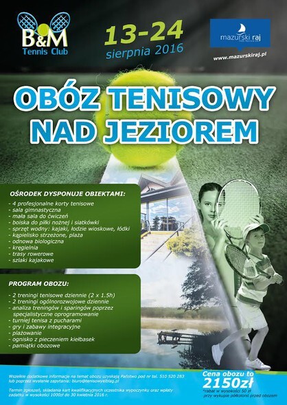 Obóz tenisowy nad jeziorem