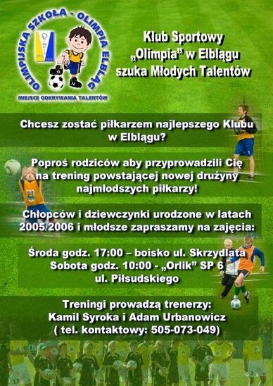 Olimpia zaprasza na treningi (piłka nożna)