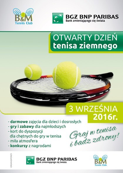 Otwarty dzień tenisa ziemnego z BGŻ BNP PARIBAS i B&M Tennis Club