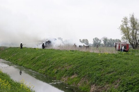 Pożar stogów siana