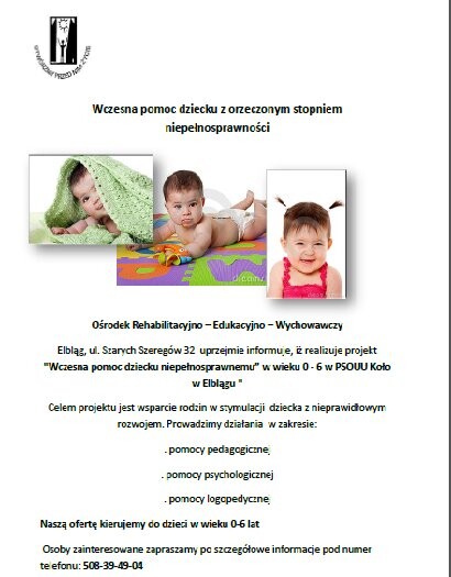 Projekt Wczesna pomoc dziecku niepełnosprawnemu