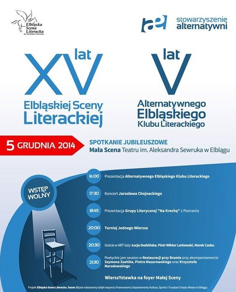 Przyjdźcie na 15-lecie Elbląskiej Sceny Literackiej