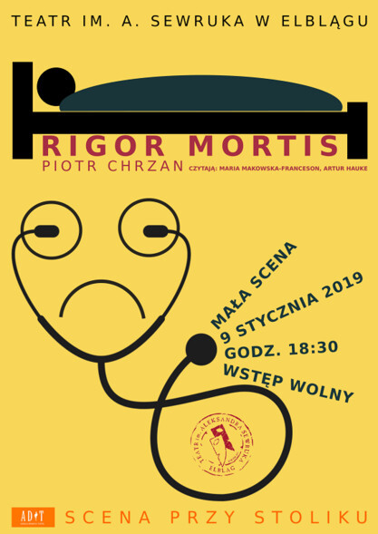 Rigor mortis Piotra Chrzana na Scenie przy stoliku