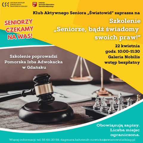 Seniorze, bądź świadomy swoich praw! Szkolenie dla seniorów w CSE Światowid