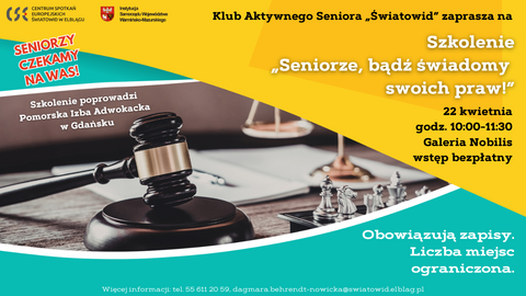 Seniorze, bądź świadomy swoich praw! Szkolenie dla seniorów w CSE Światowid