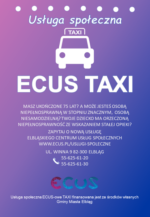 Skorzystaj z usługi społecznej „ECUS Taxi”