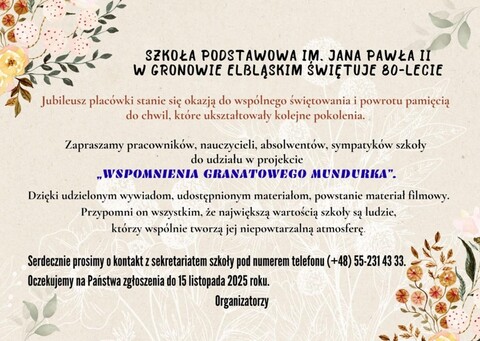 Szkoła w Gronowie Elbląskim szuka absolwentów