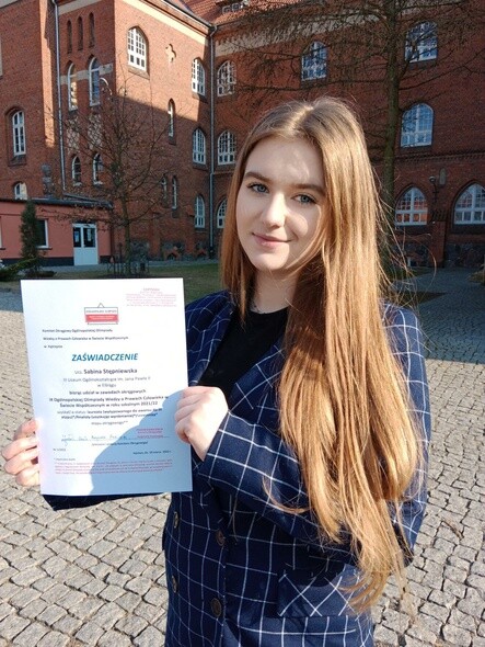 Uczennica III LO w Elblągu pierwsza w województwie
