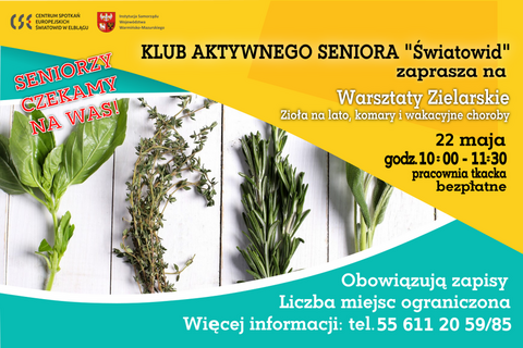 Warsztaty zielarskie dla seniorów. Zioła na lato, komary i wakacyjne choroby