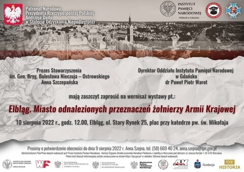 Wernisaż wystawy „Elbląg. Miasto odnalezionych przeznaczeń żołnierzy Armii Krajowej”