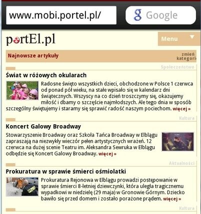 Wersja portElu na urządzenia mobilne