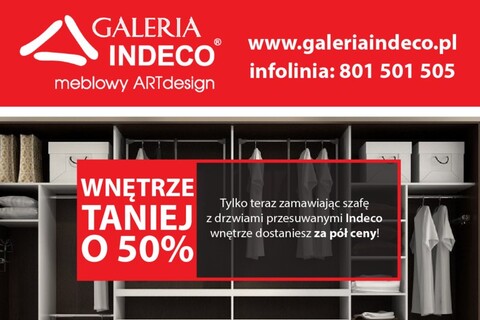 Wnętrze szafy Indeco taniej o 50%