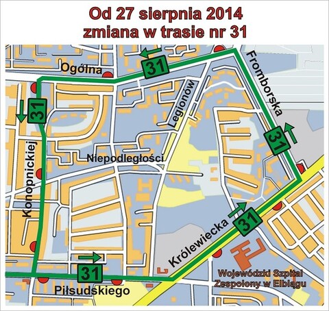 Zmiana na trasie linii 31