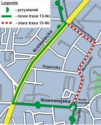 Zmiany na trasie linii nr 13