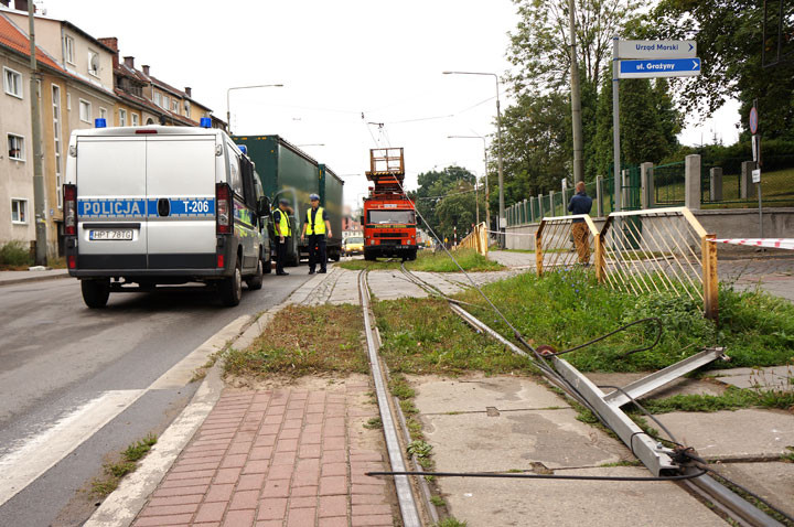 Wywrotka zerwała trakcję tramwajową