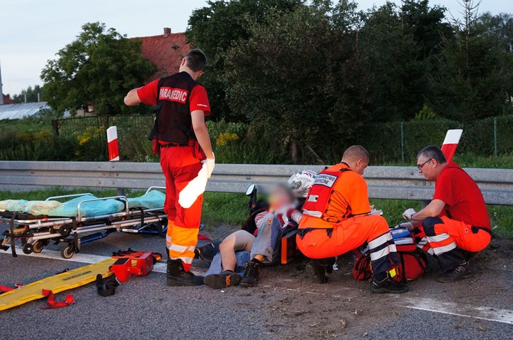 Węzeł Wschód: wypadek motocyklisty