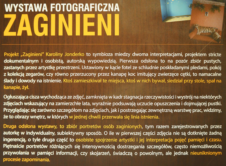 Zaginieni - wystawa fotograficzna Karoliny Jonderko
