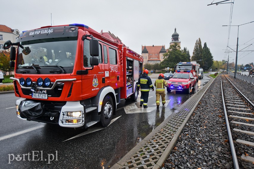 Wypadek na ul. Grota Roweckiego, audi przewróciło się na bok