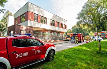 >Pożar w placówce przy Mazurskiej. Ewakuacja wychowanków i pracowników