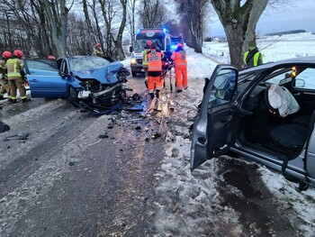 >Czołowe zderzenie w Milejewie. Poszkodowani żołnierze.