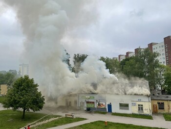 >Pożar budynku usługowego na Zawadzie