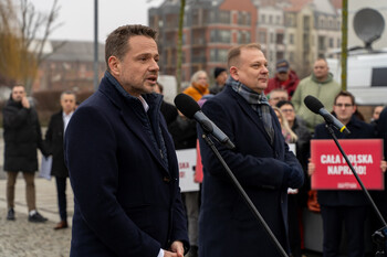 >Rafał Trzaskowski w Elblągu: Taki projekt przekopu wreszcie można pochwalić