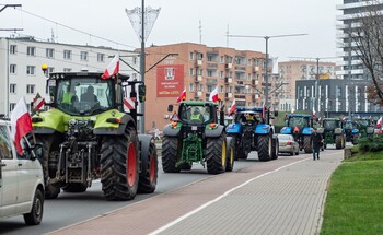 >Rolnicy protestowali w Elblągu. „Żywność spoza UE jest nafaszerowana pestycydami”