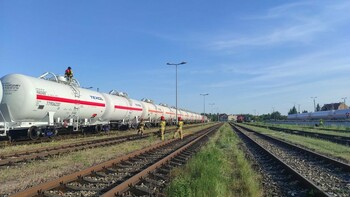>Wyciek gazu z cysterny, która przyjechała z Rosji